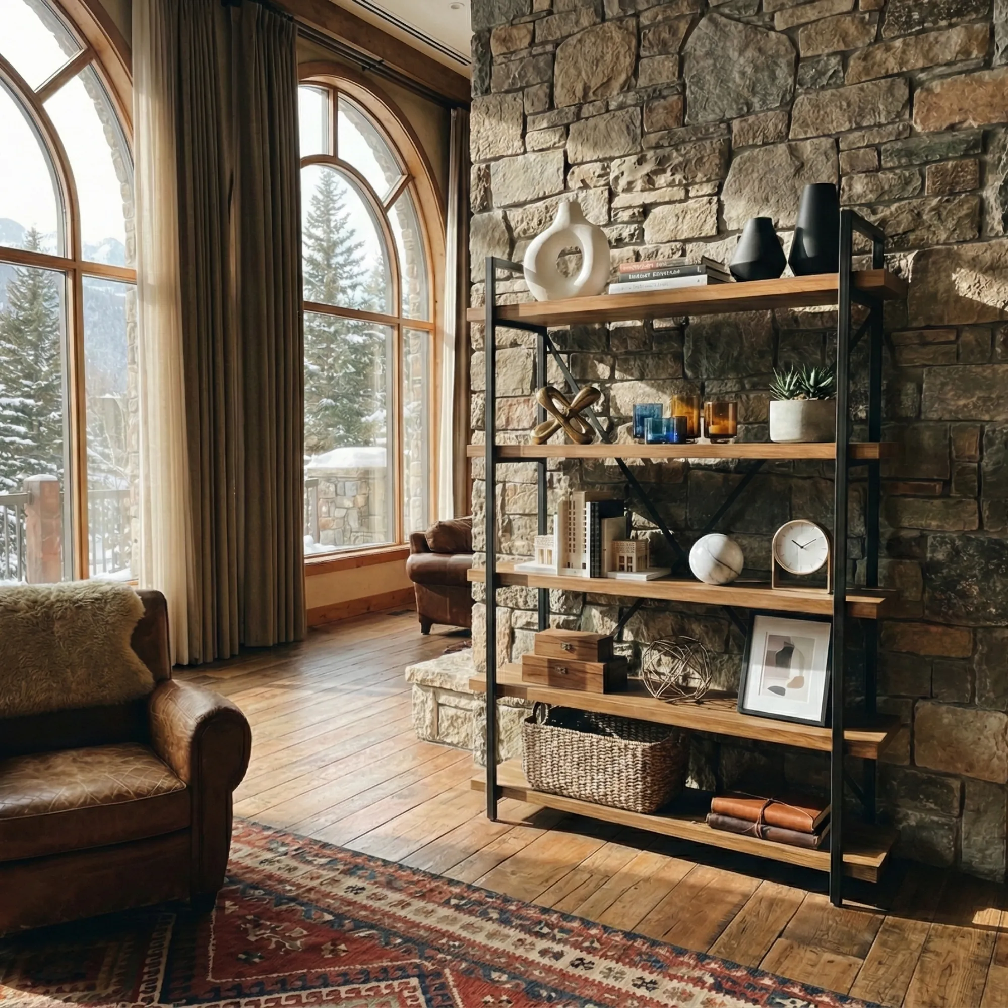 Rustic Solid Wood Wall Bookshelf - view 7